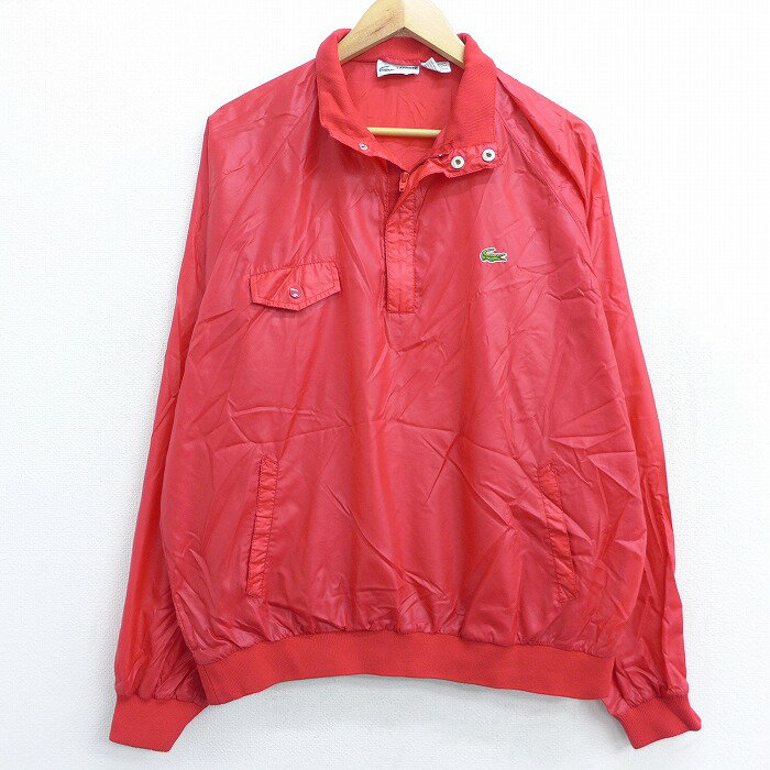 【中古】古着 長袖 ナイロン ブランド ハーフジップジャケット ラコステ LACOSTE ワンポイントロゴ ラグラン 赤 レッド Lサイズ 中古 メンズ アウター ウインドブレーカー | 春夏 春物 春服 秋冬 秋物 秋服 カジュアル メンズファッション ファッション おしゃれ カジ