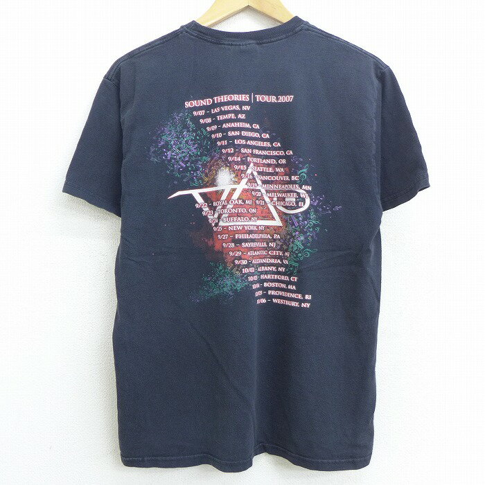 【中古】古着 半袖 ビンテージ ヴィンテージ ロックTシャツ バンドTシャツ 00年代 00s ヘインズ Hanes スティーヴヴァイ スティーブバイ コットン クルーネック 丸首 黒 ブラック Mサイズ 中古 メンズ | 春夏 春物 春服 秋冬 秋物 秋服 メンズファッション ロンT カッ 0OF