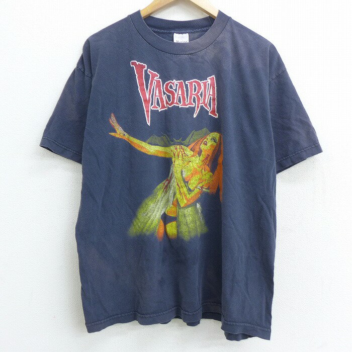 【中古】古着 半袖 ビンテージ ヴィンテージ ロックTシャツ バンドTシャツ 90年代 90s ヴァサリア バサリア コットン クルーネック 丸首 USA製 アメリカ製 黒 ブラック 【spe】 XLサイズ 中古 メンズ | 春夏 春物 春服 秋冬 秋物 秋服 メンズファッション ロンT カット