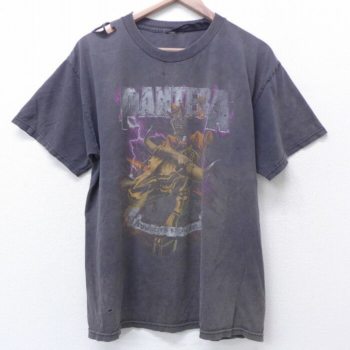 【中古】古着 半袖 ビンテージ ヴィンテージ ロックTシャツ バンドTシャツ 00年代 00s パンテラ ボロ クルーネック 丸首 黒 ブラック Lサイズ 中古 メンズ | 春夏 春物 春服 秋冬 秋物 秋服 メンズファッション ロンT カットソー ロンティー ロングT ロングTシャツ ロ