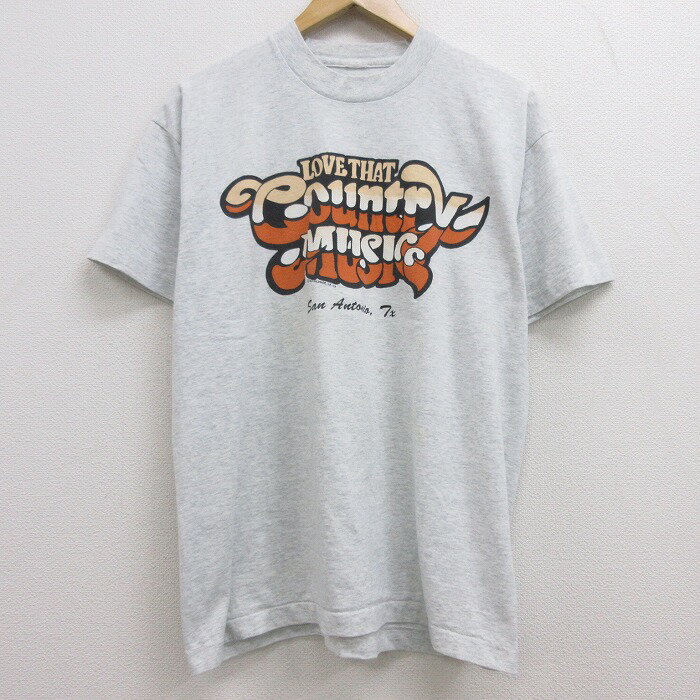 【中古】古着 半袖 ビンテージ ヴィンテージTシャツ 90年代 90s カントリーミュージック クルーネック 丸首 グレー 霜降り Lサイズ 中古 メンズ | 春夏 夏物 夏服 ヴィンテージTシャツ メンズファッション カットソー ティーシャツ ティシャツ メンズTシャツ 半袖Tシャ