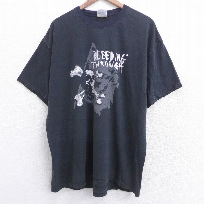 【中古】古着 ヘインズ Hanes 半袖 ビンテージ ヴィンテージ ロックTシャツ バンドTシャツ メンズ 00年代 00s ブリーディングスルー コットン クルーネック 丸首 黒 ブラック XLサイズ 中古 | 春夏 春物 春服 秋冬 秋物 秋服 メンズファッション ロンT カットソー ロン