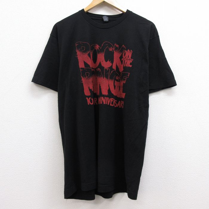 【中古】古着 半袖 ロックTシャツ バンドTシャツ メンズ ROCK ON THE RANGE フェス ディスターブド レッドホットチリペッパーズ レッチリ コットン クルーネック 丸首 黒 ブラック XLサイズ 中古 | 春夏 夏物 夏服 メンズファッション カットソー ティーシャツ ティシ