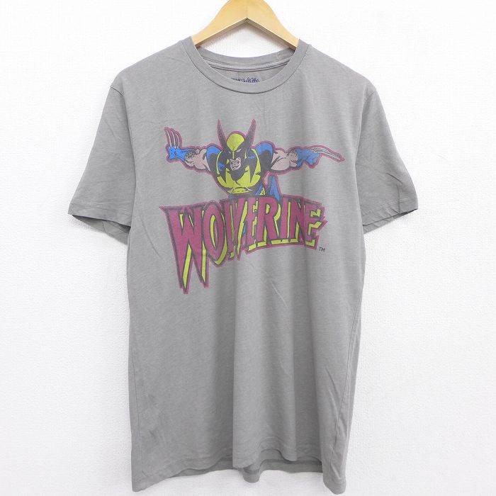 【中古】古着 オールドネイビー OLD NAVY 半袖Tシャツ メンズ マーベル ウルヴァリン ウルバリン クルーネック 丸首 グレー 霜降り Lサイズ 中古 中古メンズ半袖プリントキャラクター