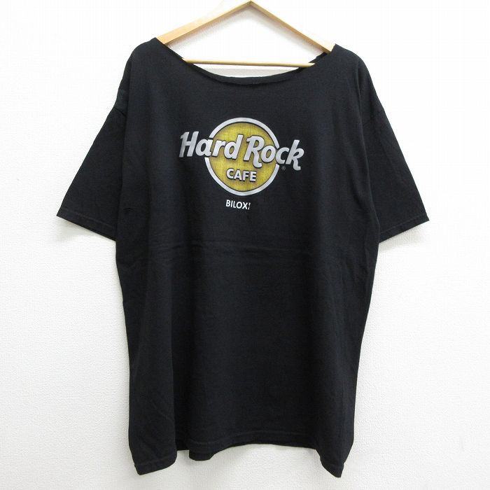 【中古】古着 半袖Tシャツ メンズ ハードロックカフェ ビロクシ ボロ クルーネック 丸首 黒 ブラック XLサイズ 中古 中古メンズ半袖プリントキャラクター