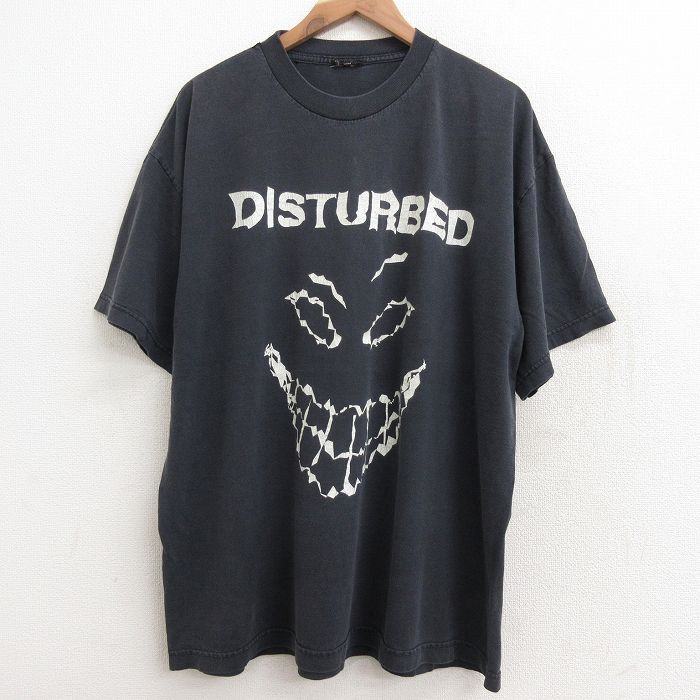 【中古】古着 半袖 ビンテージ ヴィンテージ ロックTシャツ バンドTシャツ メンズ 00年代 00s ディスターブド 大きいサイズ 2L LL ビッグシルエット ゆったり ビッグサイズ オーバーサイズ クルーネック 丸首 黒 ブラック XLサイズ 中古 | 春夏 春物 春服 秋冬 秋物 秋 0OF