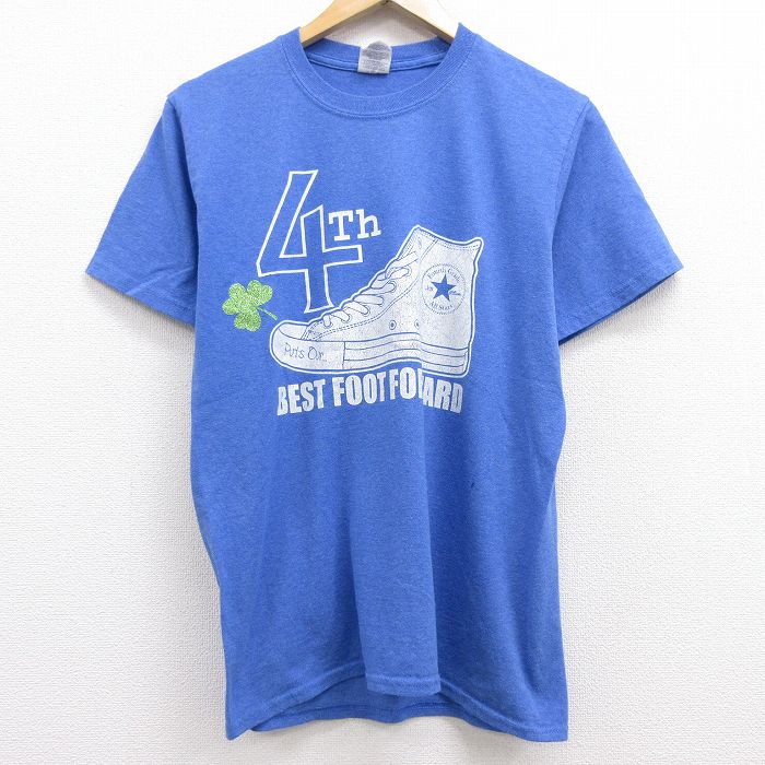 【中古】古着 半袖Tシャツ キッズ ボーイズ 子供服 コンバース オールスター スニーカー ラメ クルーネック 丸首 青 ブルー 霜降り 中古 | 春夏 春物 春服 秋冬 秋物 秋服 カットソー レディースファッション ロンT ロング丈 おしゃれ かわいい ロンティー ロングT ロ 0OF