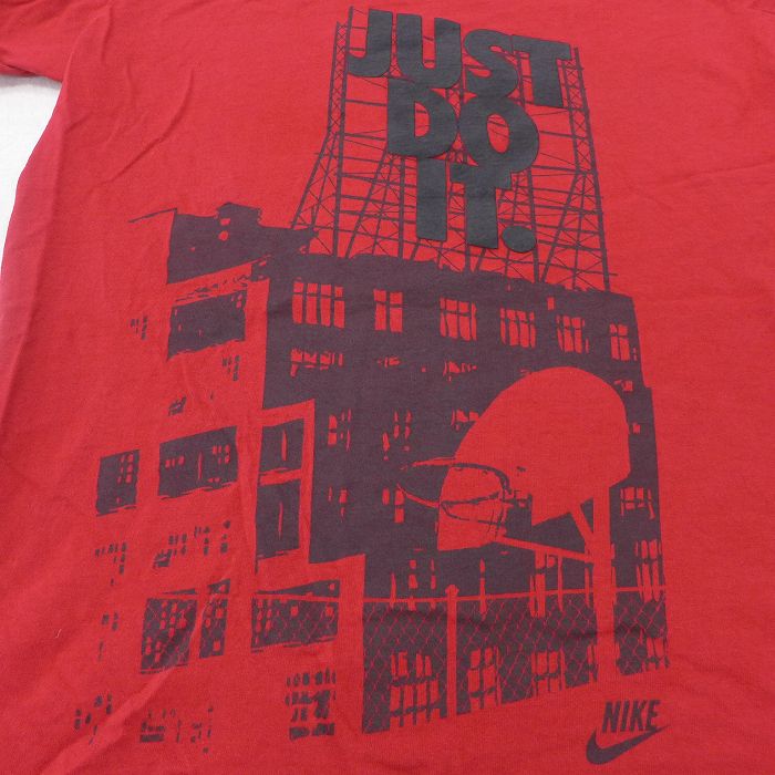 【中古】古着 ナイキ NIKE 半袖Tシャツ キッズ ボーイズ 子供服 JUST DO IT コットン クルーネック 丸首 赤 レッド 中古 | 春夏 春物 春服 秋冬 秋物 秋服 カットソー レディースファッション ロンT ロング丈 おしゃれ かわいい ロンティー ロングT ロングTシャツ ロン 0OF