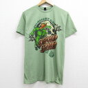 【中古】古着 半袖Tシャツ メンズ SWAMP STOMP ヒルズボロ川 クルーネック 丸首 緑 グリーン 霜降り Mサイズ 中古 中古メンズ半袖プリントキャラクター