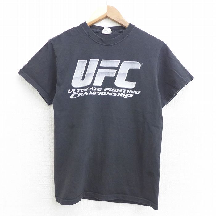 【中古】古着 半袖Tシャツ キッズ ボーイズ 子供服 UFC コットン クルーネック 丸首 黒 ブラック Sサイズ 小さいサイズ 中古 メンズ 中古メンズ半袖プリントキャラクター