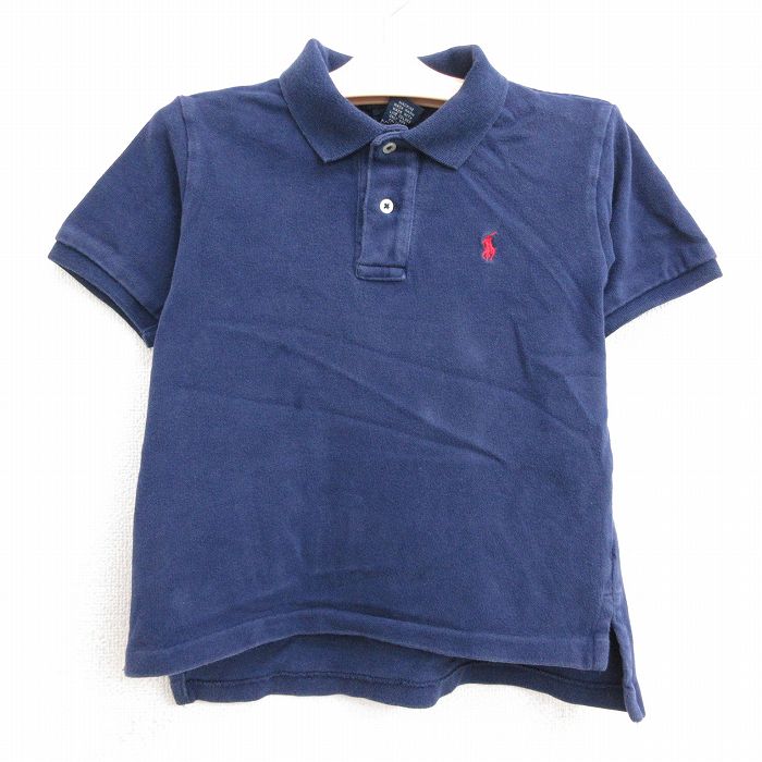 【中古】古着 ラルフローレン Ralph Lauren 半袖 ブランド ポロシャツ キッズ ボーイズ 子供服 90年代 90s ワンポイントロゴ コットン 紺 ネイビー | 春夏 春物 春服 秋冬 秋物 秋服 女の子 子ども服 こども服 カジュアル ファッション おしゃれ かわいい