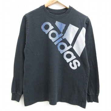 【中古】古着 アディダス adidas 長袖Tシャツ メンズ ビッグロゴ コットン クルーネック 丸首 黒 ブラック Mサイズ 中古 | 春夏 春物 春服 秋冬 秋物 秋服 メンズファッション ロンT カットソー ロンティー ロングT ロングTシャツ ロングティーシャツ ロング丈 長袖テ 0OF