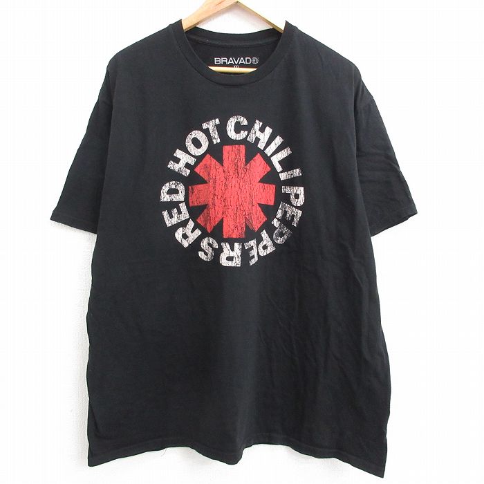 【中古】古着 半袖 ロックTシャツ バンドTシャツ メンズ レッドホットチリペッパーズ レッチリ 大きいサイズ 2L LL ビッグシルエット ゆったり ビッグサイズ オーバーサイズ コットン クルーネック 丸首 黒 ブラック XLサイズ 中古 | 春夏 夏物 夏服 メンズファッショ