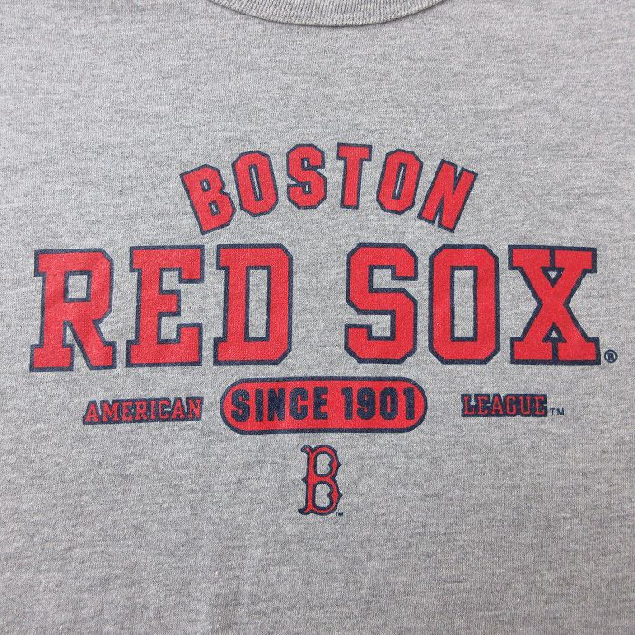 【中古】古着 ラッセル ビンテージ ヴィンテージ ノースリーブTシャツ メンズ 00年代 00s MLB ボストンレッドソックス 大きいサイズ 2L LL ビッグシルエット ゆったり ビッグサイズ オーバーサイズ クルーネック 丸首 グレー 霜降り メジャーリーグ ベースボール 野球