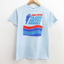 【中古】古着 半袖 ビンテージ ヴィンテージTシャツ メンズ 80年代 80s PEPSI ペプシ マラソン クルーネック 丸首 USA製 アメリカ製 水色 Sサイズ 小さいサイズ 中古 | 春夏 夏物 夏服 ヴィンテージTシャツ メンズファッション カットソー ティーシャツ ティシャツ メ