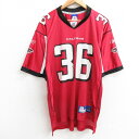 【中古】古着 リーボック REEBOK 半袖 フットボールTシャツ メンズ NFL アトランタファルコンズ ローヤーミロワ 36 ラグラン メッシュ地 Vネック 赤 レッド ユニフォーム ゲームシャツ アメフト スーパーボウル Lサイズ 中古 | 春夏 春物 春服 秋冬 秋物 秋服 メンズフ