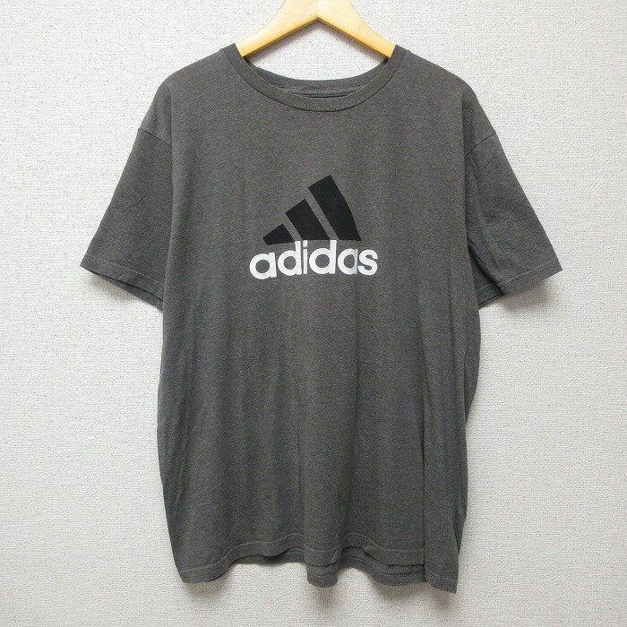 【中古】古着 アディダス adidas 半袖 ブランドTシャツ メンズ ビッグロゴ クルーネック 丸首 グレー 霜降り XLサイズ 中古 | 春夏 夏物 夏服 メンズファッション カットソー ティーシャツ ティシャツ メンズTシャツ 半袖Tシャツ 半袖ティーシャツ カジュアルTシャツ 0OF