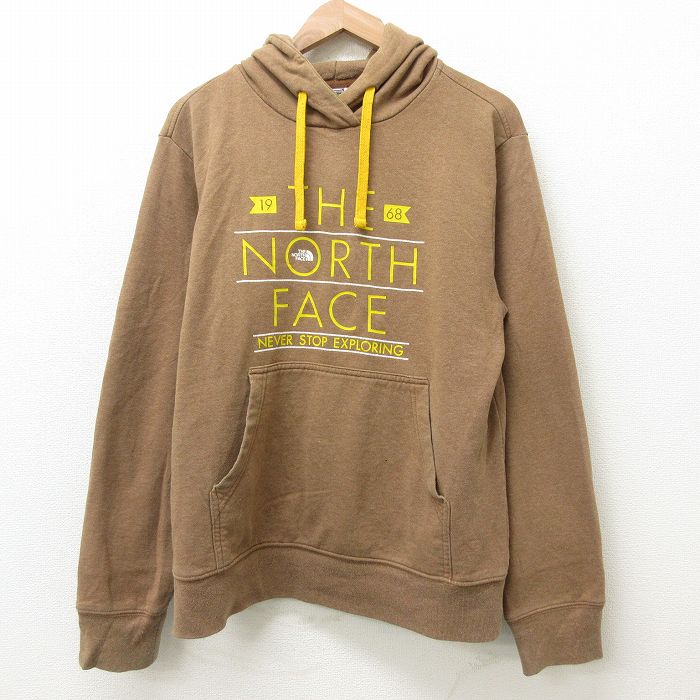 【中古】古着 ノースフェイス THE NORTH FACE 長袖スウェットパーカー メンズ 薄茶 ブラウン Lサイズ 中古 スエット トレーナー トップス | 春夏 春物 春服 秋冬 秋物 秋服 メンズファッション カジュアル おしゃれ ファッション