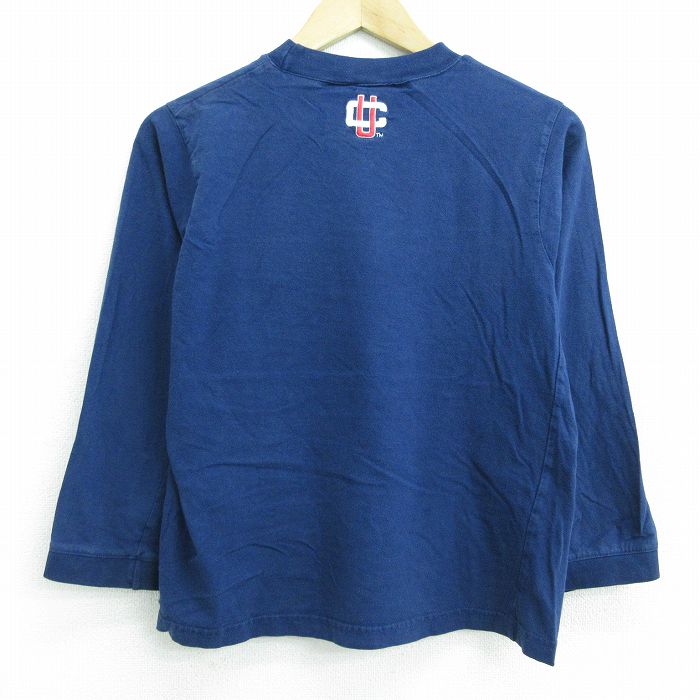 【中古】古着 ナイキ NIKE 長袖 ビンテージ ヴィンテージTシャツ キッズ ボーイズ 子供服 00年代 00s ワンポイントロゴ CU コットン クルーネック 丸首 紺 ネイビー Sサイズ 小さいサイズ 中古 メンズ | 春夏 春物 春服 秋冬 秋物 秋服 メンズファッション ロンT カッ