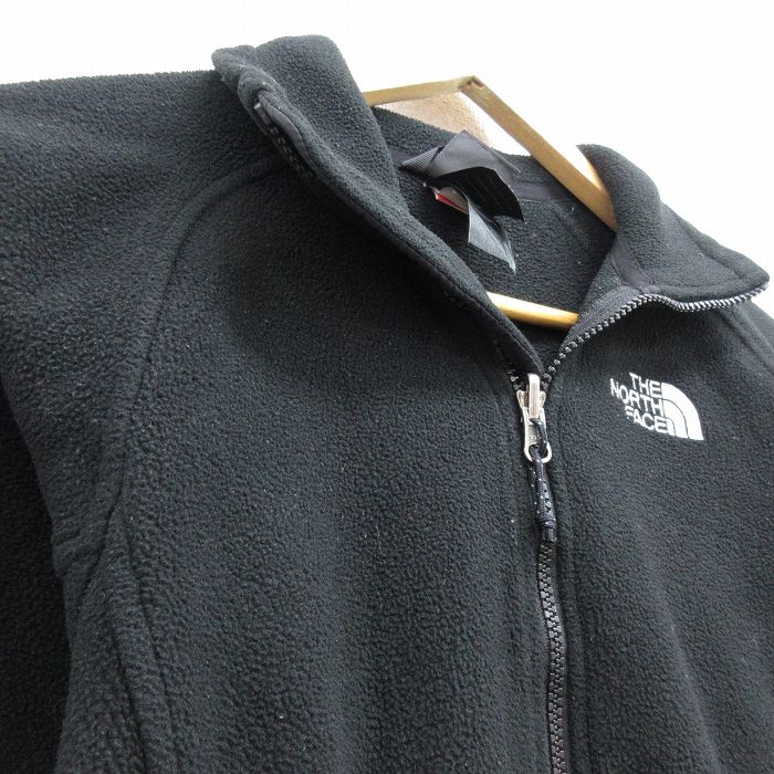 【中古】古着 ノースフェイス THE NORTH FACE 長袖 フリースジャケット レディース ワンポイントロゴ 黒 ブラック 中古 アウター ジャンパー ブルゾン | 秋冬 秋物 秋服 冬物 冬服 カジュアル レディースファッション おしゃれ かわいい