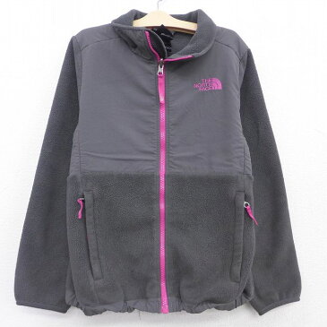 【中古】古着 ノースフェイス THE NORTH FACE 長袖 フリース デナリジャケット キッズ ボーイズ 子供服 ワンポイントロゴ 濃グレー | 春夏 春物 春服 秋冬 秋物 秋服 女の子 子ども服 こども服 カジュアル ファッション おしゃれ かわいい