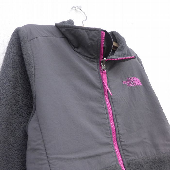 【中古】古着 ノースフェイス THE NORTH FACE 長袖 フリース デナリジャケット キッズ ボーイズ 子供服 ワンポイントロゴ 濃グレー | 春夏 春物 春服 秋冬 秋物 秋服 女の子 子ども服 こども服 カジュアル ファッション おしゃれ かわいい