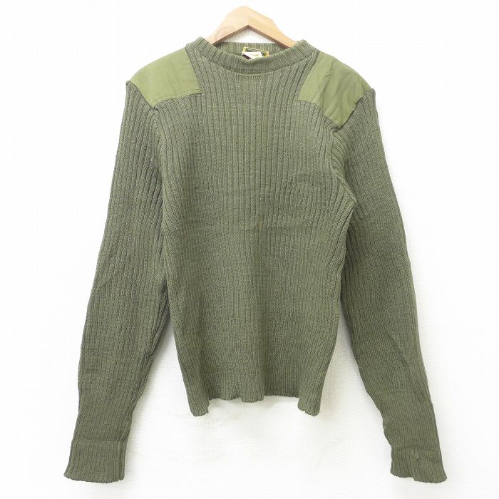 【中古】古着 エルエルビーン LLBEAN 長袖 ミリタリー コマンド セーター メンズ 90年代 90s ヒジ当て ウール クルーネック 丸首 イングランド製 緑 グリーン Lサイズ 中古 ニット トップス | 春夏 春物 春服 秋冬 秋物 秋服 メンズファッション カジュアル おしゃれ