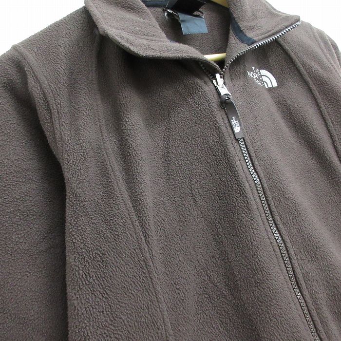 【中古】古着 ノースフェイス THE NORTH FACE 長袖 フリースジャケット レディース ワンポイントロゴ 濃茶 ブラウン 中古 アウター ジャンパー ブルゾン | 秋冬 秋物 秋服 冬物 冬服 カジュアル レディースファッション おしゃれ かわいい