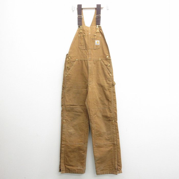 【中古】古着 カーハート Carhartt オーバーオール メンズ ダブルニー ダック地 コットン 内側キルティング 茶 ブラウン W34 中古 ボトムス | 春夏 春物 春服 秋冬 秋物 秋服 長ズボン カジュアル メンズファッション ファッション おしゃれ