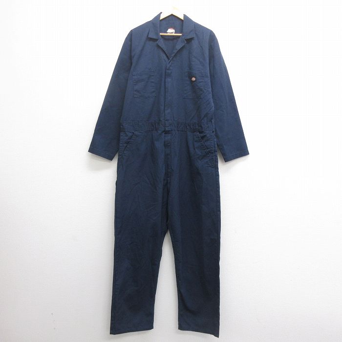 【中古】古着 ディッキーズ Dickies 長袖 ワーク ツナギ メンズ 大きいサイズ ゆったり オーバーサイズ 紺 ネイビー W43 中古 オールインワン ボトムス | 春夏 春物 春服 秋冬 秋物 秋服 長ズボン カジュアル メンズファッション ファッション おしゃれ