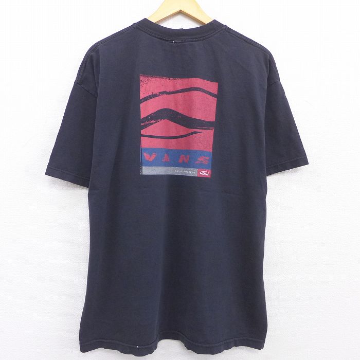 【中古】古着 バンズ VANS 半袖 ビンテージ ヴィンテージTシャツ メンズ 00年代 00s ビッグロゴ コットン クルーネック 丸首 USA製 アメリカ製 黒 ブラック XLサイズ 中古 | 春夏 夏物 夏服 ヴィンテージTシャツ メンズファッション カットソー ティーシャツ ティシャ 0OF