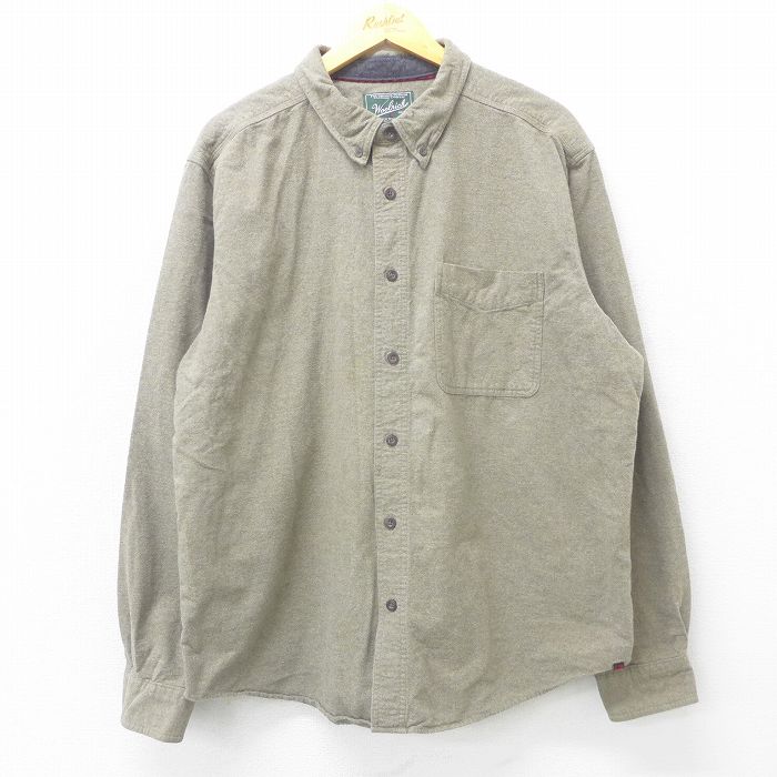 【中古】古着 ウールリッチ WOOLRICH 長袖 ヘビー フランネルシャツ メンズ 大きいサイズ 2L LL ビッグシルエット ゆったり ビッグサイズ オーバーサイズ ボタンダウン グレー系 XLサイズ 中古 トップス | 秋冬 秋物 秋服 冬物 冬服 カジュアルシャツ メンズファッショ 0OF