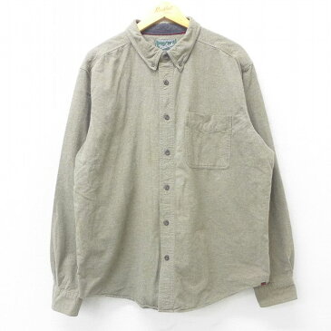 【中古】古着 ウールリッチ WOOLRICH 長袖 ヘビー フランネルシャツ メンズ 大きいサイズ 2L LL ビッグシルエット ゆったり ビッグサイズ オーバーサイズ ボタンダウン グレー系 XLサイズ 中古 トップス | 秋冬 秋物 秋服 冬物 冬服 カジュアルシャツ メンズファッショ 0OF