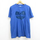 【中古】古着 アメリカンイーグル American Eagle 半袖 ヒップホップ ラップTシャツ メンズ ウータンクラン フロッキープリント コットン クルーネック 丸首 青 ブルー Lサイズ 中古 | 春夏 夏物 夏服 メンズファッション カットソー ティーシャツ ティシャツ メンズT 0OF