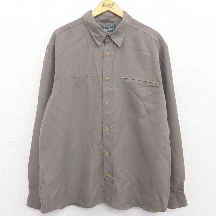 【中古】古着 ウールリッチ WOOLRICH 長袖シャツ メンズ 大きいサイズ 2L LL ビッグシルエット ゆったり ビッグサイズ オーバーサイズ ボタンダウン 緑系 グリーン XLサイズ 中古 トップス | 春夏 春物 春服 秋冬 秋物 秋服 カジュアルシャツ メンズファッション 長袖 0OF