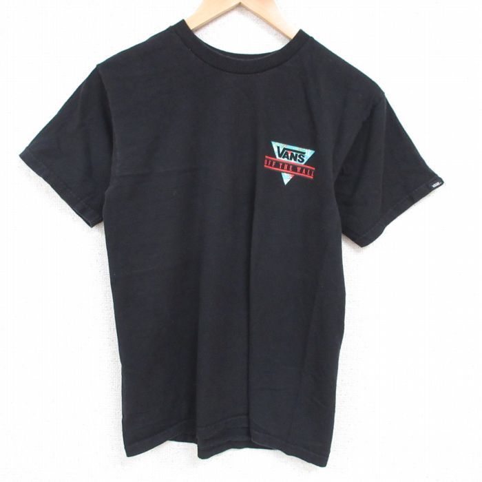 【中古】古着 バンズ VANS 半袖 ブランドTシャツ メンズ ビッグロゴ OFF THE WALL コットン クルーネック 丸首 黒 ブラック Sサイズ 小さいサイズ 中古 | 春夏 夏物 夏服 メンズファッション カットソー ティーシャツ ティシャツ メンズTシャツ 半袖Tシャツ 半袖ティー 0OF