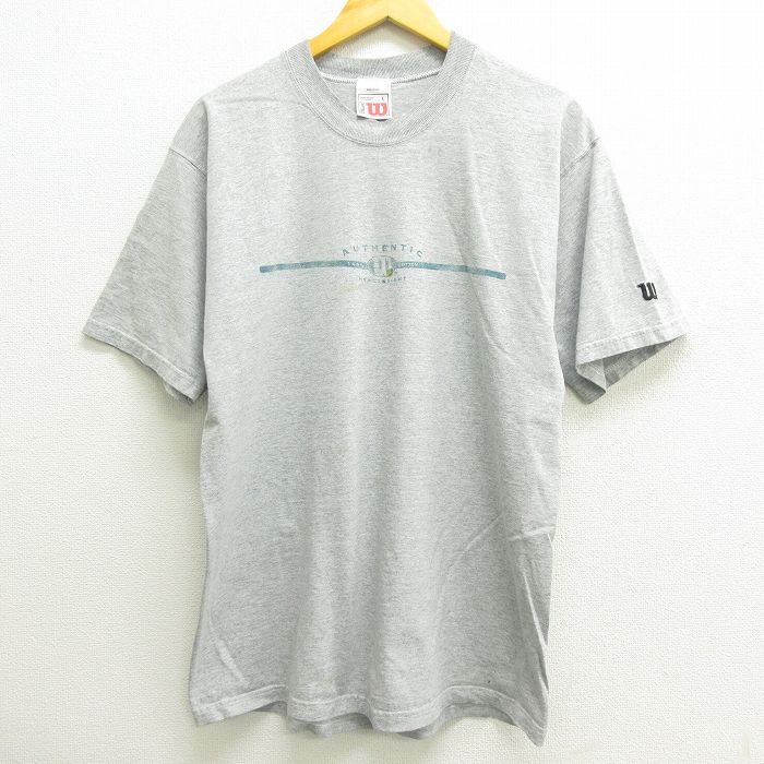 【中古】古着 ウィルソン 半袖 ビンテージ ヴィンテージTシャツ メンズ 90年代 90s クルーネック 丸首 グレー 霜降り Lサイズ 中古 | 春夏 夏物 夏服 ヴィンテージTシャツ メンズファッション カットソー ティーシャツ ティシャツ メンズTシャツ 半袖Tシャツ 半袖ティ