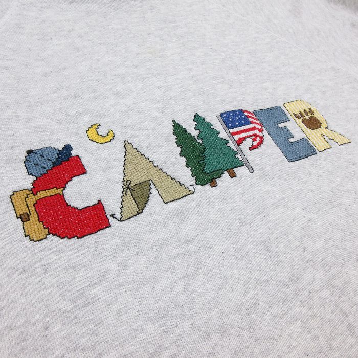 【中古】古着 ヘインズ Hanes 長袖スウェット メンズ 90年代 90s CAMPER ラグラン クルーネック 丸首 USA製 アメリカ製 薄グレー 霜降り XLサイズ 中古 スエット トレーナー トップス | 春夏 春物 春服 秋冬 秋物 秋服 メンズファッション カジュアル おしゃれ ファッ 0OF