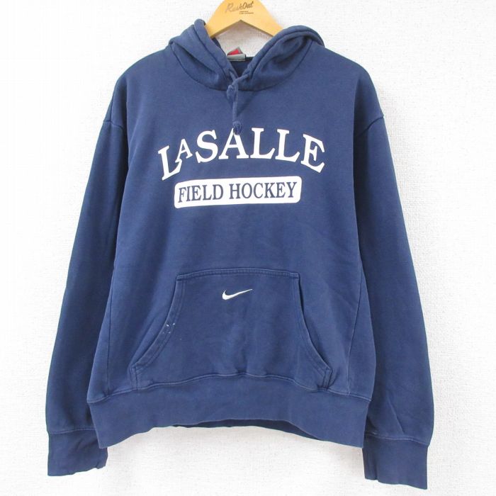 【中古】古着 ナイキ NIKE 長袖スウェットパーカー メンズ 00年代 00s フィールドホッケー 大きいサイズ 2L LL ビッグシルエット ゆったり ビッグサイズ オーバーサイズ 紺 ネイビー XLサイズ 中古 スエット トレーナー トップス | 春夏 春物 春服 秋冬 秋物 秋服 メン 0OF