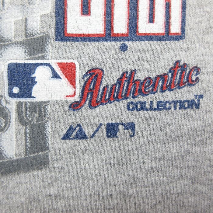 【中古】古着 マジェスティック 半袖Tシャツ メンズ MLB ボストンレッドソックス ワールドシリーズ クルーネック 丸首 グレー 霜降り メジャーリーグ ベースボール 野球 XLサイズ 中古 中古メンズ半袖プリントキャラクター 0OF