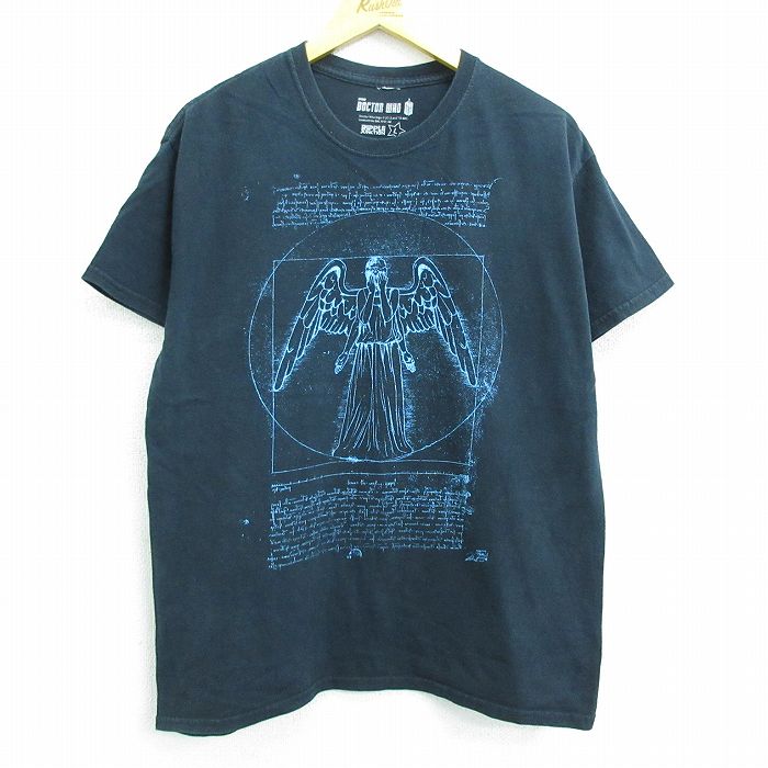 【中古】古着 半袖Tシャツ メンズ ドラマ ドクターフー コットン クルーネック 丸首 黒 ブラック Lサイズ 中古 中古メンズ半袖プリントキャラクター