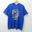 【中古】古着 半袖Tシャツ メンズ MLB バビアーバエズ クリスブライアント ジェイクアリエータ 大きいサイズ 2L LL ビッグシルエット ゆったり ビッグサイズ オーバーサイズ コットン クルーネック 丸首 青 ブルー XLサイズ 中古 中古メンズ半袖プリントキャラクター 0OF