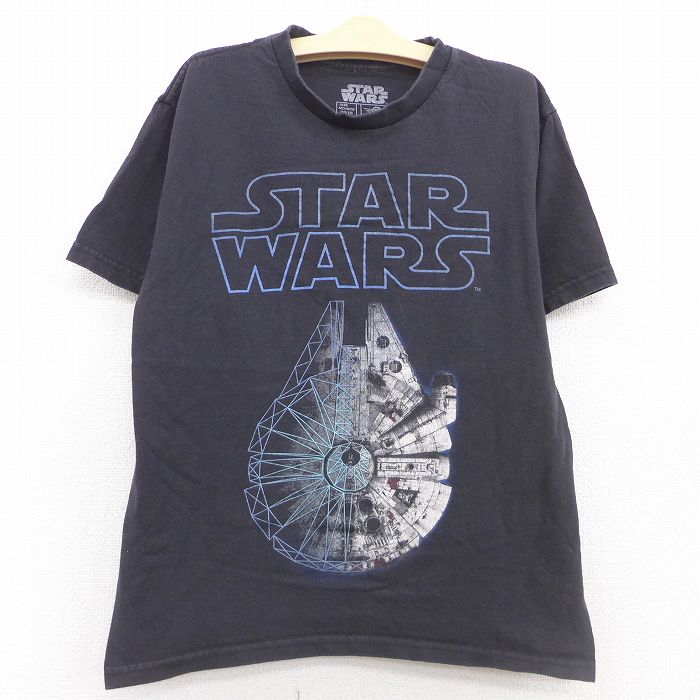 【中古】古着 半袖Tシャツ キッズ ボーイズ 子供服 スターウォーズ STAR WARS ミレニアムファルコン コットン クルーネック 丸首 黒 ブラック | 春夏 春物 春服 秋冬 秋物 秋服 女の子 子ども服 こども服 カジュアル ファッション おしゃれ かわいい