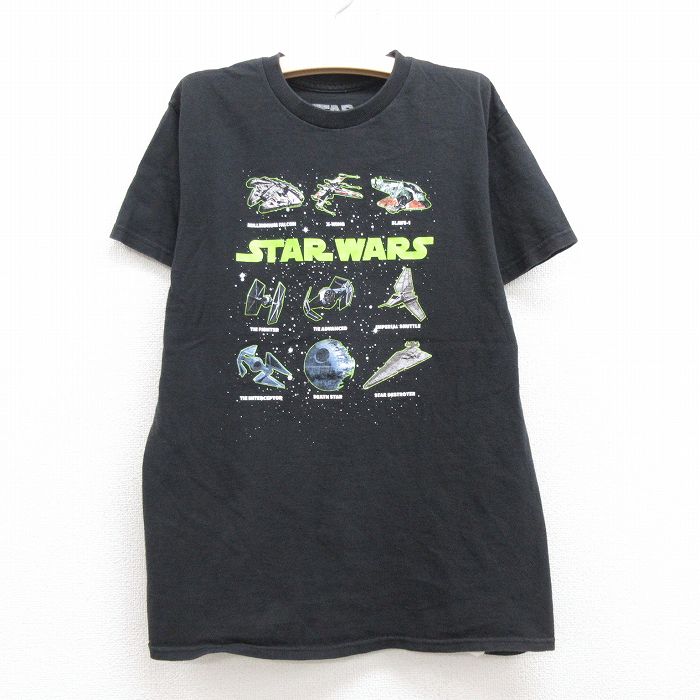 【中古】古着 半袖Tシャツ キッズ ボーイズ 子供服 スターウォーズ STAR WARS ミレニアムファルコン コットン クルーネック 丸首 黒 ブラック | 春夏 春物 春服 秋冬 秋物 秋服 女の子 子ども服 こども服 カジュアル ファッション おしゃれ かわいい