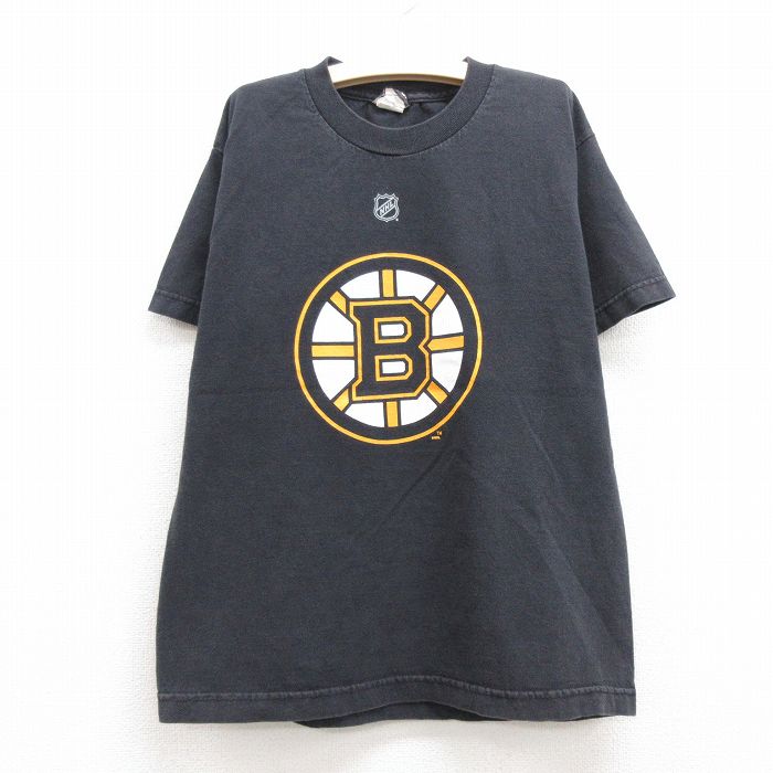 【中古】古着 リーボック REEBOK 半袖Tシャツ キッズ ボーイズ 子供服 NHL ボストンブルーインズ ネイサンホートン 18 コットン クルー..