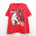 【中古】古着 半袖 ビンテージ ヴィンテージTシャツ キッズ ボーイズ 子供服 90年代 90s MLB シンシナティレッズ クルーネック 丸首 赤 レッド メジャーリーグ ベースボール 野球 | 春夏 春物 春服 秋冬 秋物 秋服 女の子 子ども服 こども服 カジュアル ファッション 7OF