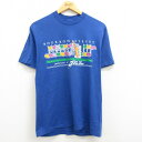 【中古】古着 半袖 ビンテージ ヴィンテージTシャツ メンズ 80年代 80s ジャズ バーボンストリート 音符 クルーネック 丸首 USA製 アメリカ製 青 ブルー Mサイズ 中古 | 春夏 夏物 夏服 ヴィンテージTシャツ メンズファッション カットソー ティーシャツ ティシャツ メ