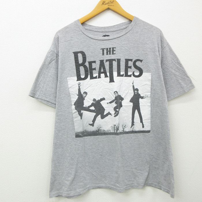 【中古】古着 半袖 ロックTシャツ バンドTシャツ メンズ ビートルズ The Beatles 大きいサイズ 2L LL ビッグシルエット ゆったり ビッグサイズ オーバーサイズ クルーネック 丸首 グレー 霜降り XLサイズ 中古 | 春夏 夏物 夏服 メンズファッション カットソー ティー