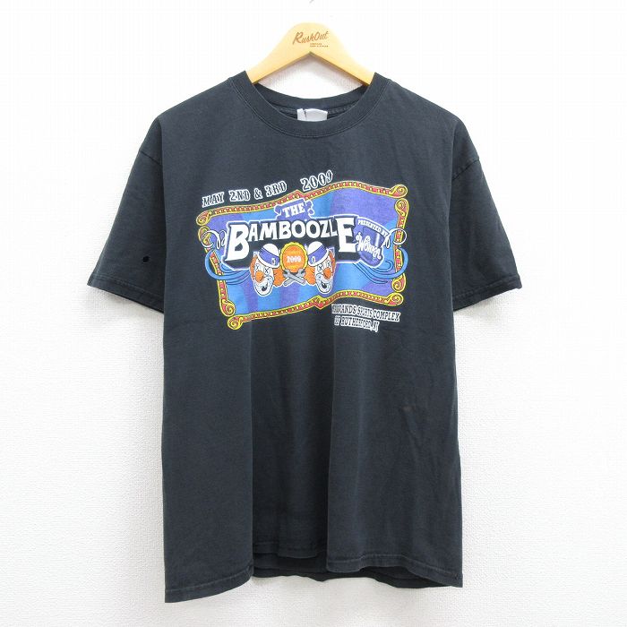 【中古】古着 半袖 ビンテージ ヴィンテージ ロックTシャツ バンドTシャツ メンズ 00年代 00s フェス THE BAMBOOZLE フォールアウトボーイ コットン クルーネック 丸首 黒 ブラック Lサイズ 中古 | 春夏 春物 春服 秋冬 秋物 秋服 メンズファッション ロンT カットソー