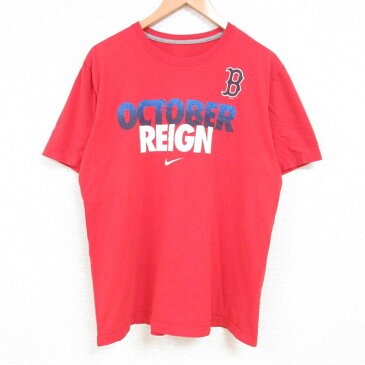 【中古】古着 ナイキ NIKE 半袖 ブランドTシャツ メンズ MLB ボストンレッドソックス コットン クルーネック 丸首 赤 レッド メジャーリーグ ベースボール 野球 Lサイズ 中古 | 春夏 夏物 夏服 メンズファッション カットソー ティーシャツ ティシャツ メンズTシャツ 0OF